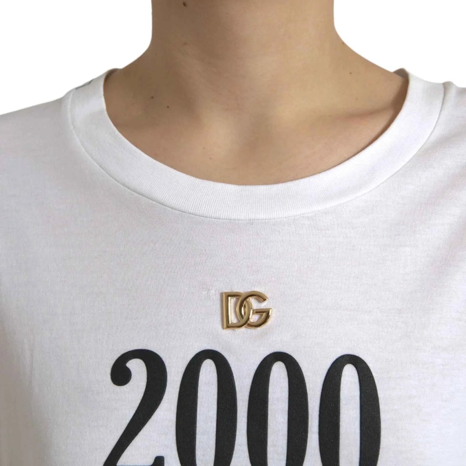 Dolce & Gabbana White Cotton 2000 Fashion Print Logo T-shirt by Dolce & Gabbana