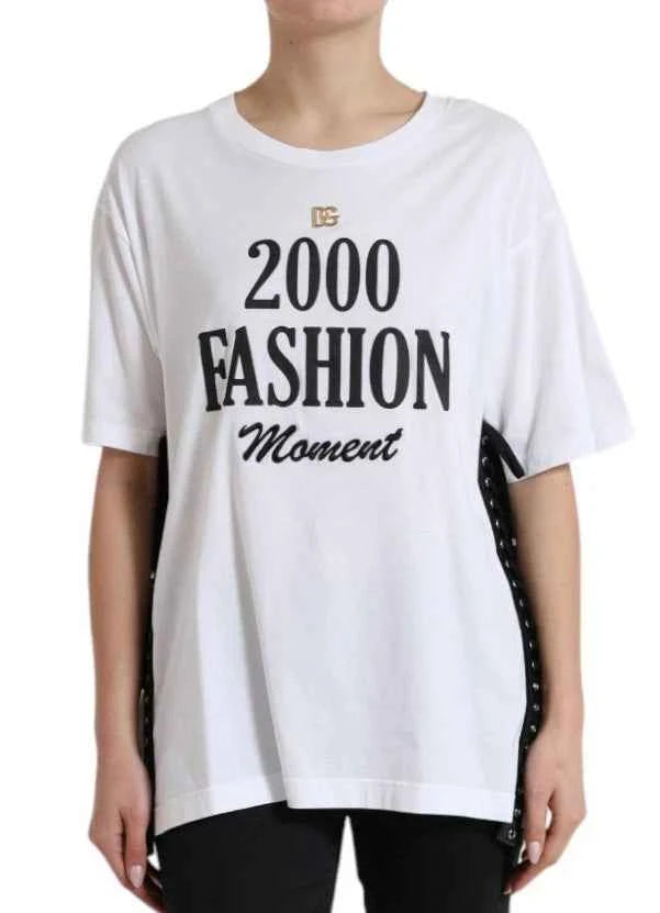 Dolce & Gabbana White Cotton 2000 Fashion Print Logo T-shirt by Dolce & Gabbana