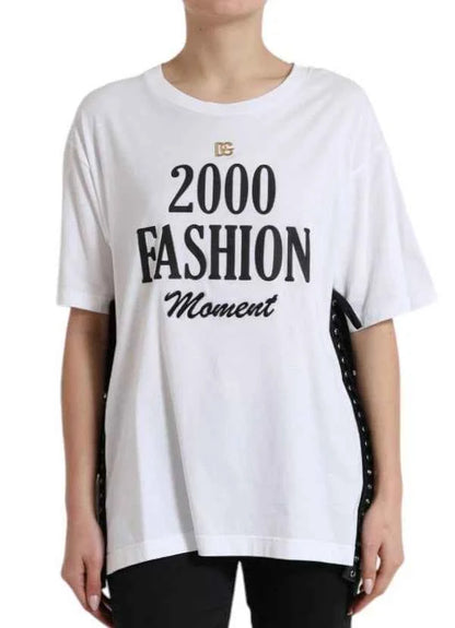 Dolce & Gabbana White Cotton 2000 Fashion Print Logo T-shirt by Dolce & Gabbana