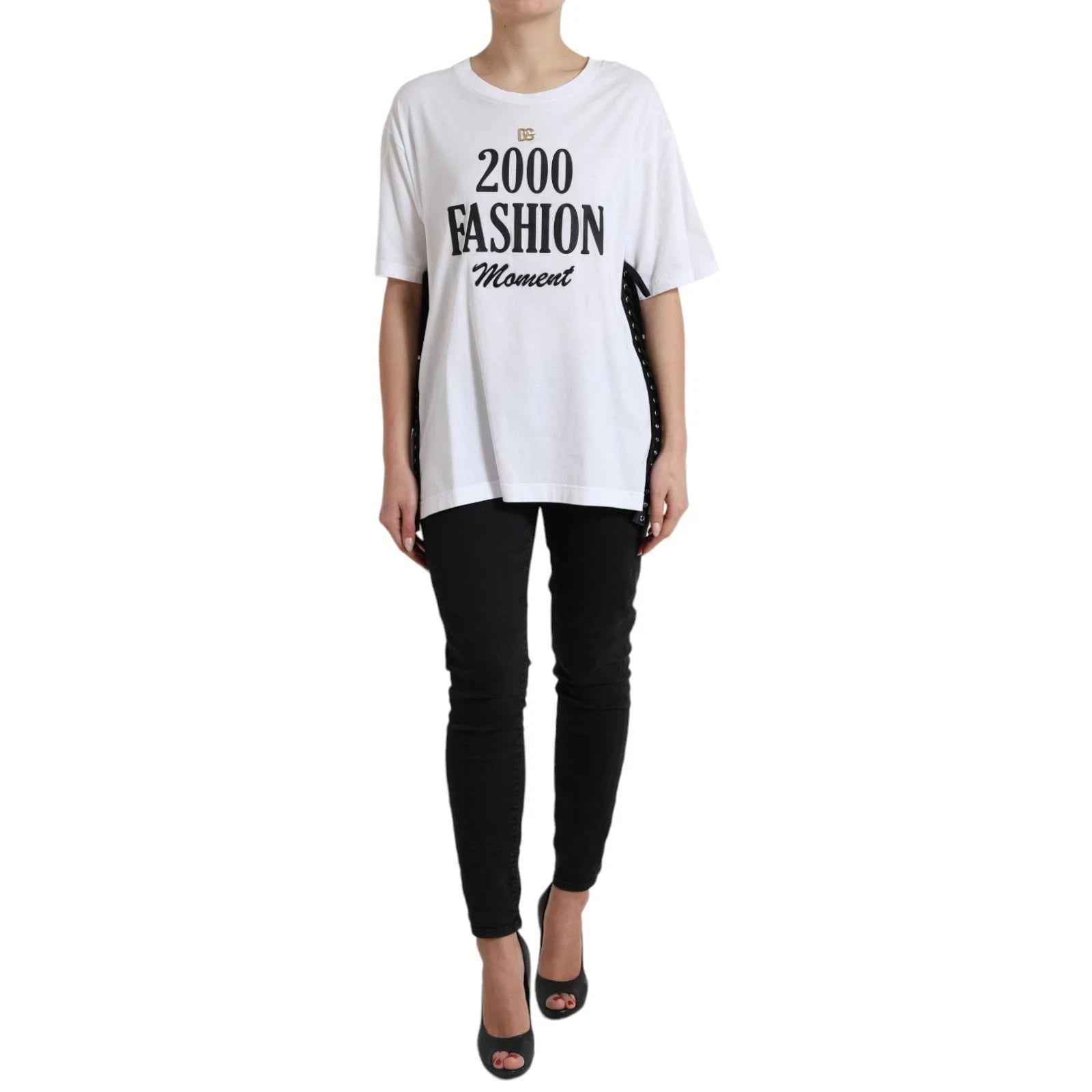 Dolce & Gabbana White Cotton 2000 Fashion Print Logo T-shirt by Dolce & Gabbana