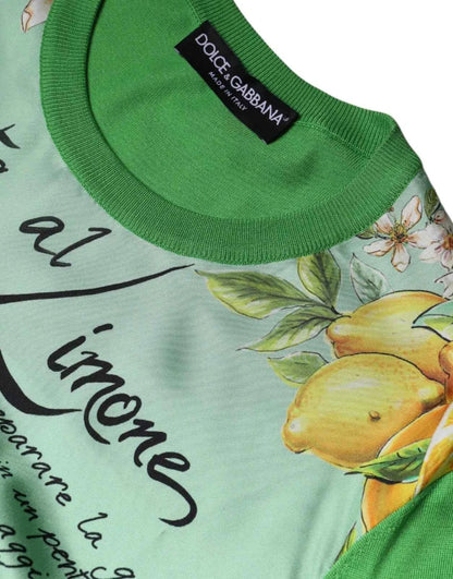Dolce & Gabbana Green Lemon Print Pullover Silk Women Sweater by Dolce & Gabbana