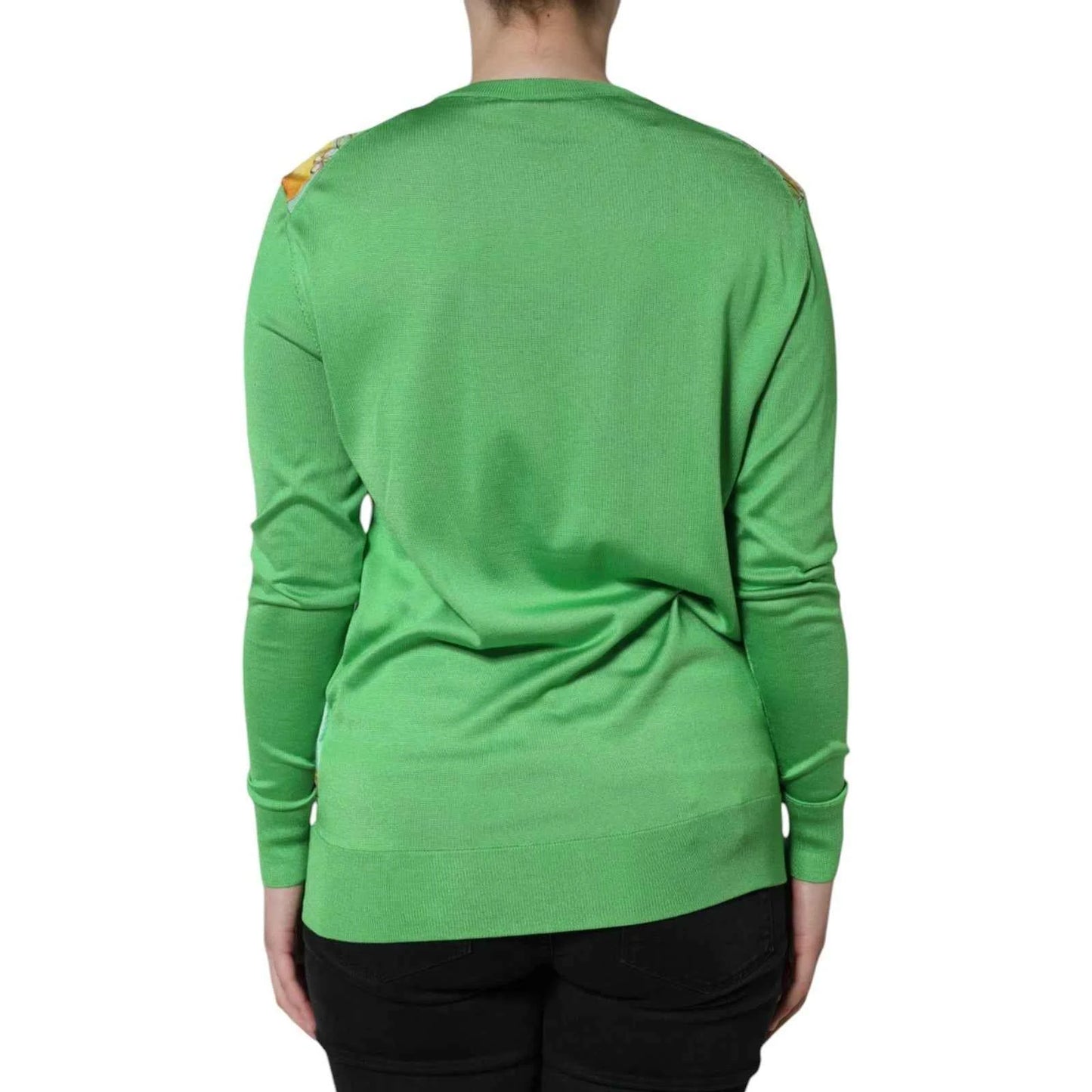 Dolce & Gabbana Green Lemon Print Pullover Silk Women Sweater by Dolce & Gabbana