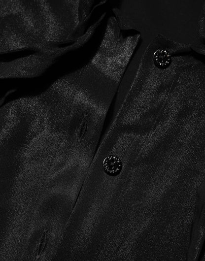 Dolce & Gabbana Black Viscose Long Sleeve Tie Neck Blouse Top by Dolce & Gabbana