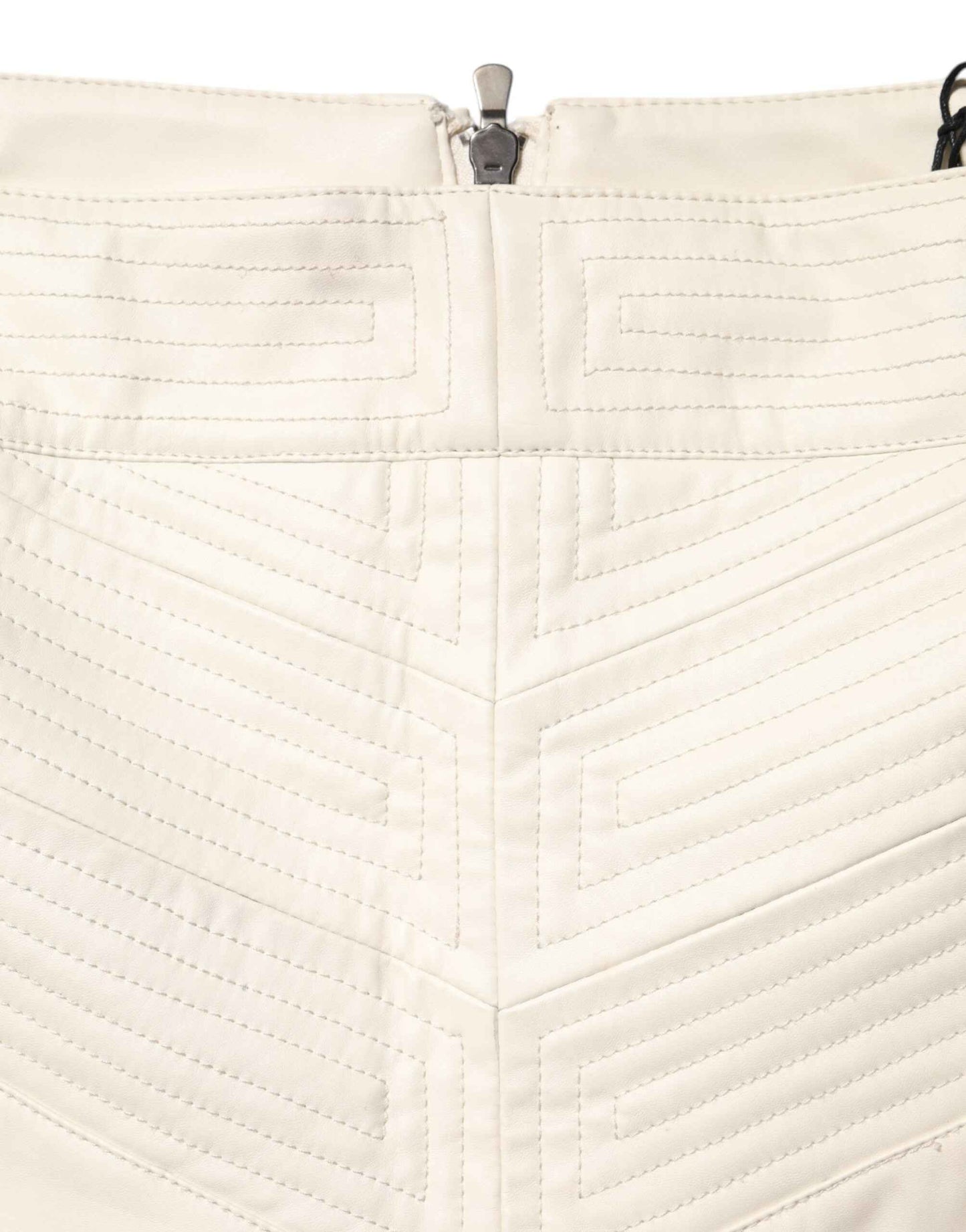 Guess Beige Faux Leather Quilted Mini High Waist Women Skirt by Guess