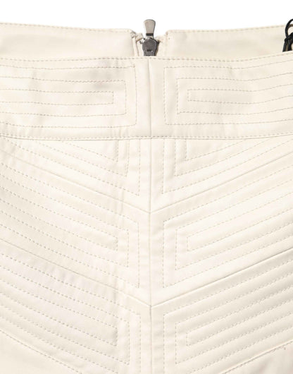 Guess Beige Faux Leather Quilted Mini High Waist Women Skirt by Guess