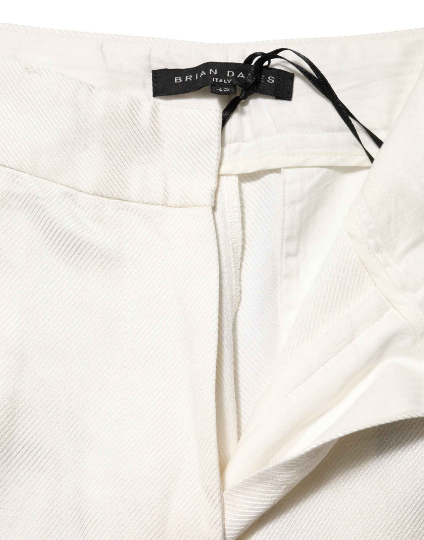 Brian Dales White Viscose Linen Wide Leg Palazzo Womens Pants by Brian Dales
