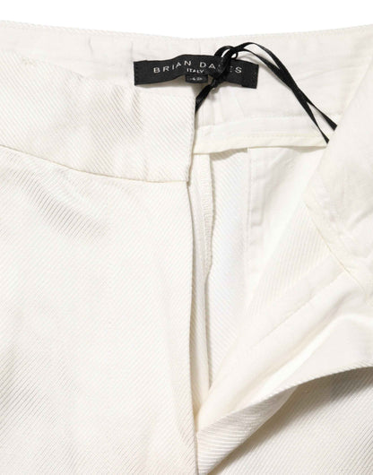 Brian Dales White Viscose Linen Wide Leg Palazzo Womens Pants by Brian Dales