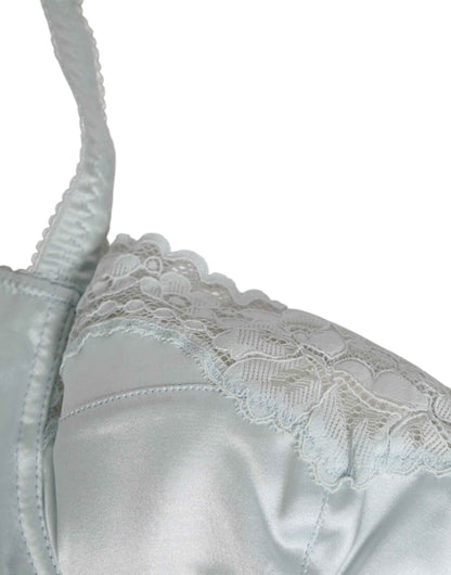Dolce & Gabbana Light Blue Silk Semi-Padded Balconette Underwear by Dolce & Gabbana