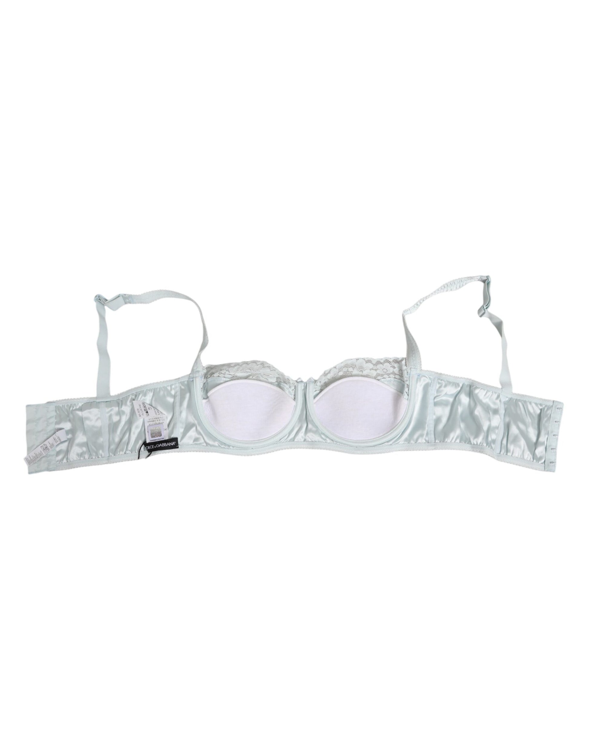 Dolce & Gabbana Light Blue Silk Semi-Padded Balconette Underwear - from Dolce & Gabbana