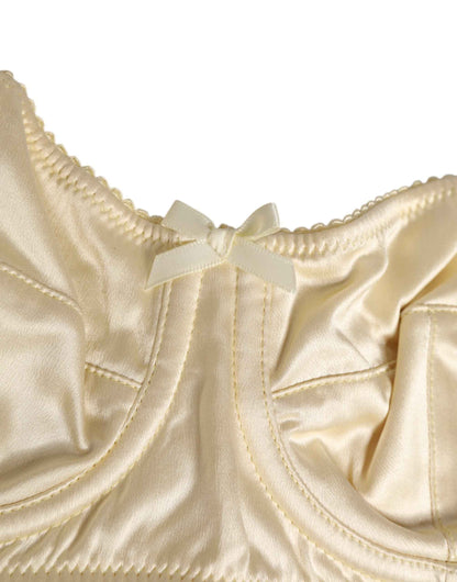 Dolce & Gabbana Cream Satin Blend Balconette Bra Underwear by Dolce & Gabbana