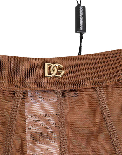 Dolce & Gabbana Brown Sheer Mesh High Waist Briefs Underwear by Dolce & Gabbana
