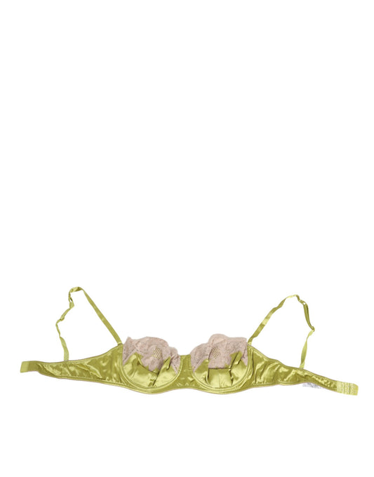 Dolce & Gabbana Lime Green Silk Satin Lace Padded Balconnet Underwear - from Dolce & Gabbana