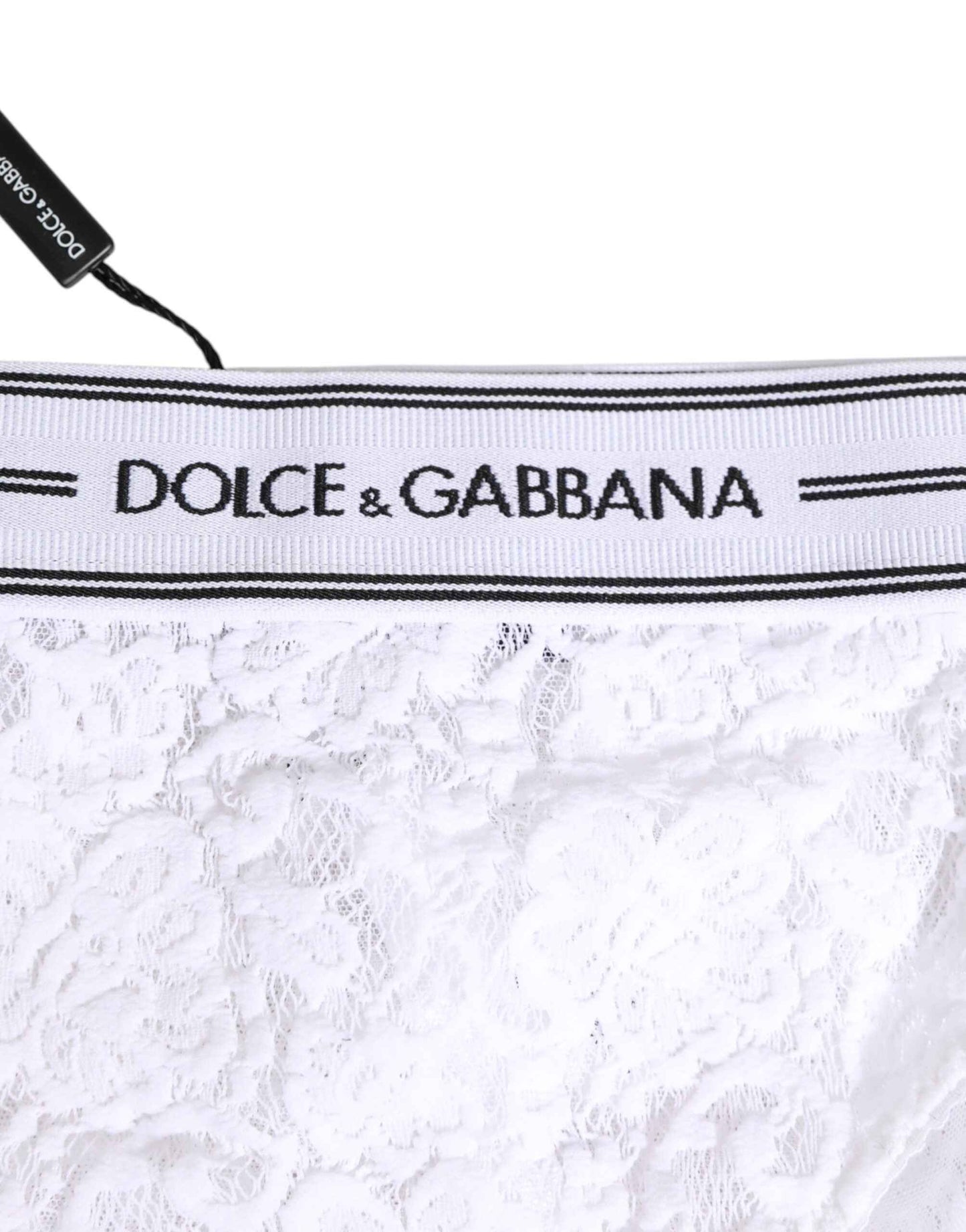 Dolce & Gabbana White Lace Slip Brief Logo Waistband Underwear by Dolce & Gabbana