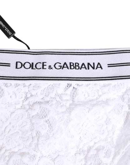 Dolce & Gabbana White Lace Slip Brief Logo Waistband Underwear by Dolce & Gabbana