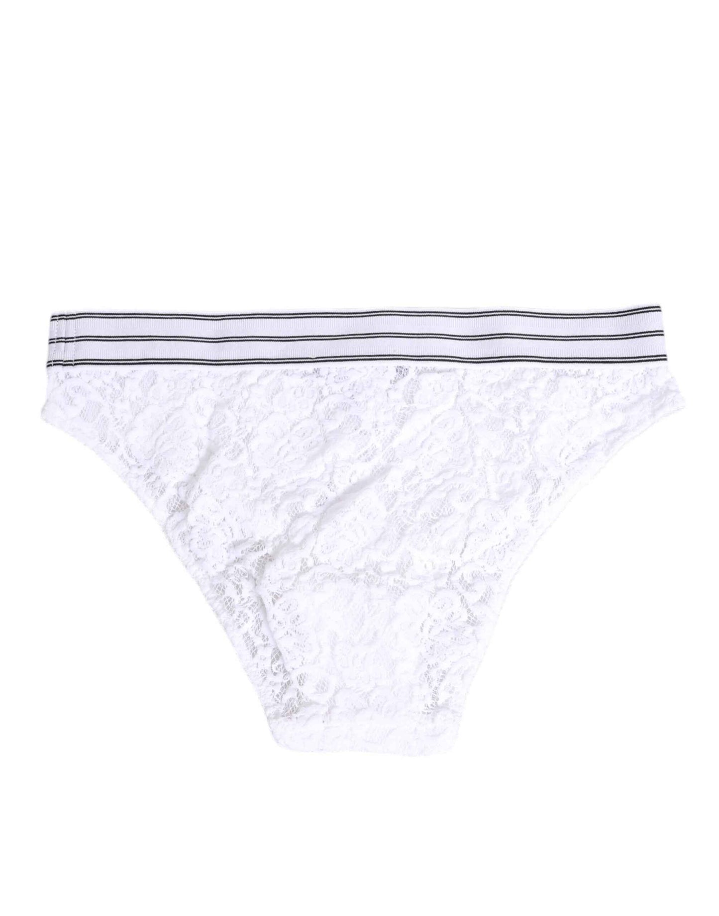 Dolce & Gabbana White Lace Slip Brief Logo Waistband Underwear by Dolce & Gabbana