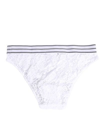 Dolce & Gabbana White Lace Slip Brief Logo Waistband Underwear by Dolce & Gabbana