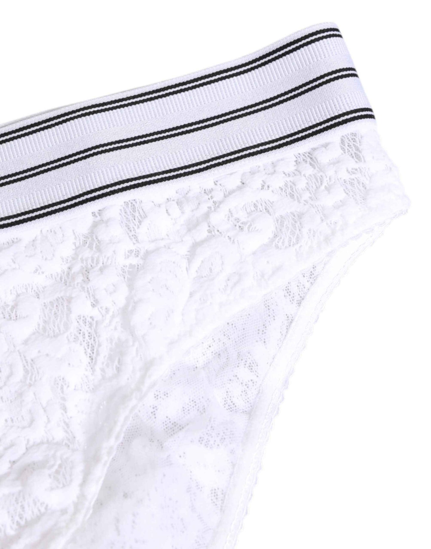 Dolce & Gabbana White Lace Slip Brief Logo Waistband Underwear by Dolce & Gabbana