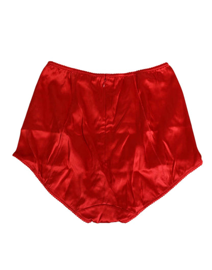 Dolce & Gabbana Red Silk Satin High-Waist Briefs Women Underwear by Dolce & Gabbana