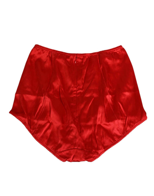Dolce & Gabbana Red Silk Satin High-Waist Briefs Women Underwear by Dolce & Gabbana