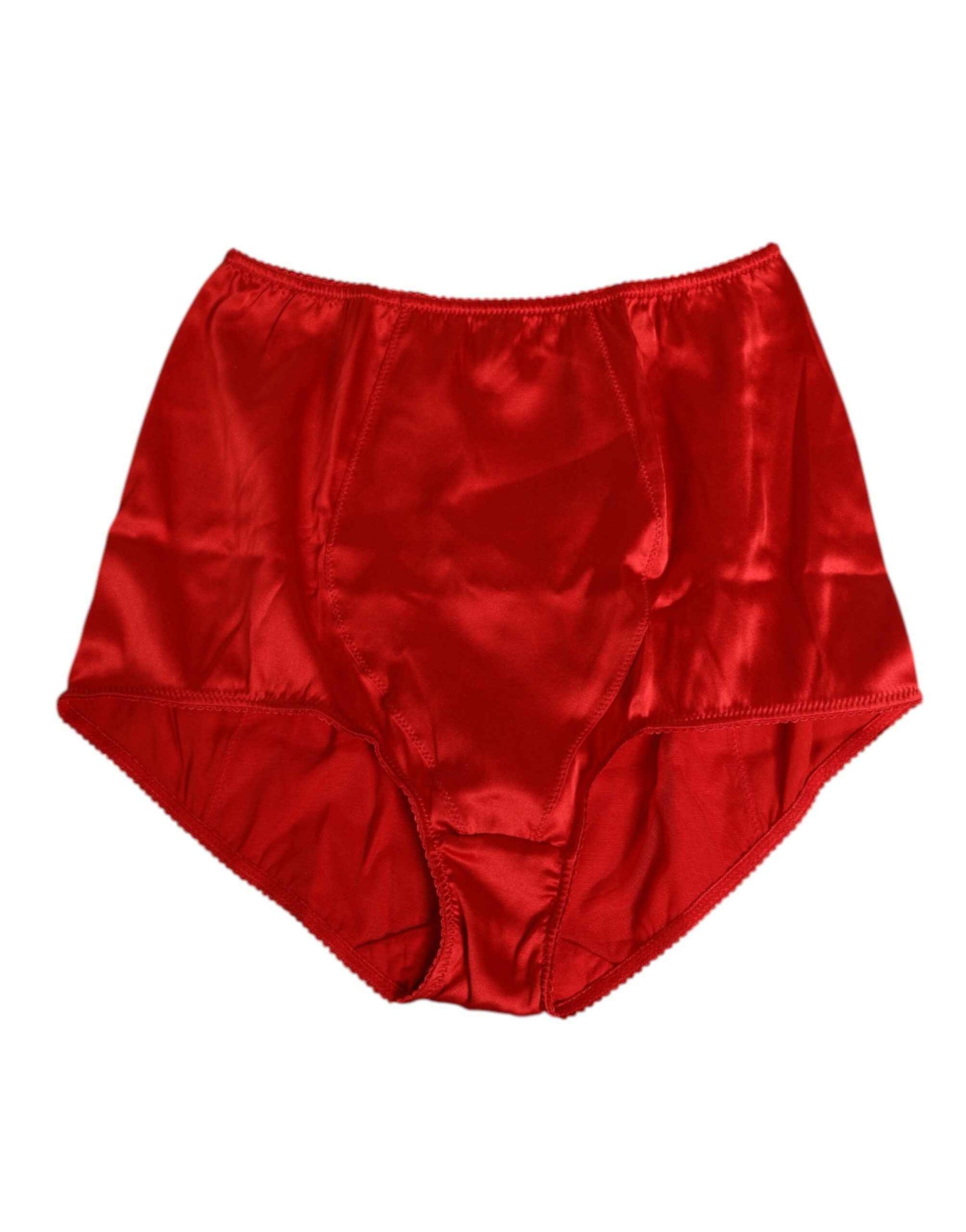 Dolce & Gabbana Red Silk Satin High-Waist Briefs Women Underwear by Dolce & Gabbana
