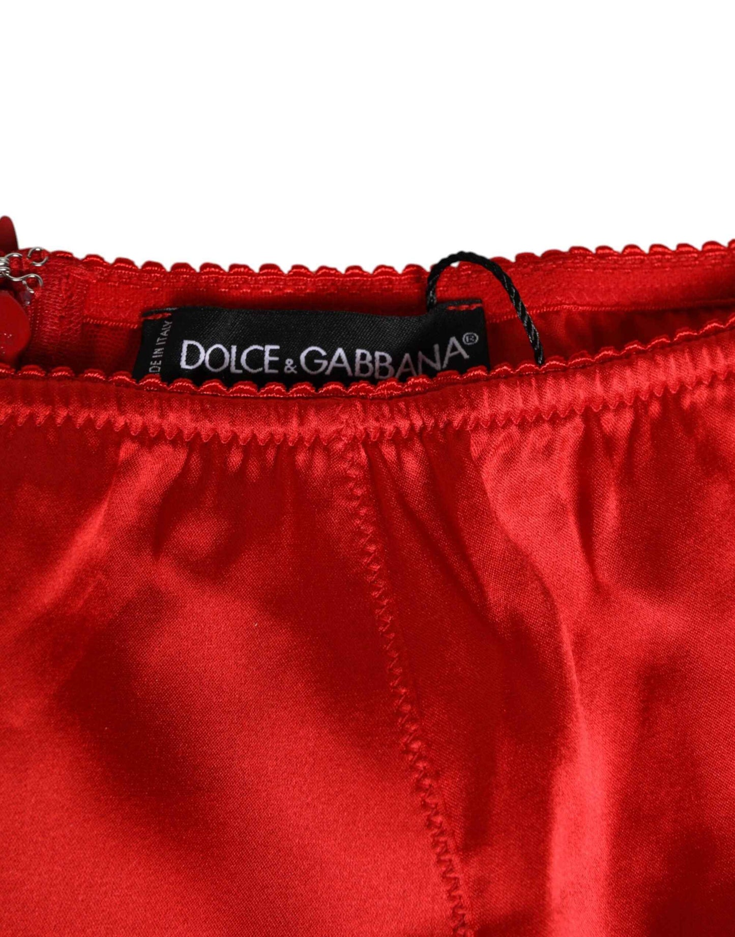 Dolce & Gabbana Red Silk Satin High-Waist Briefs Women Underwear by Dolce & Gabbana