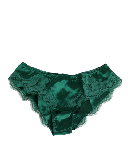 Dolce & Gabbana Green Satin Lace Briefs Women Underwear by Dolce & Gabbana