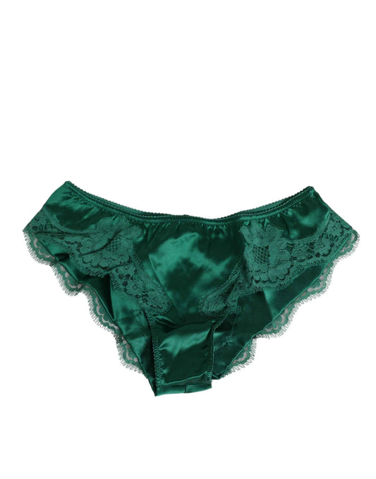 Dolce & Gabbana Green Satin Lace Briefs Women Underwear by Dolce & Gabbana