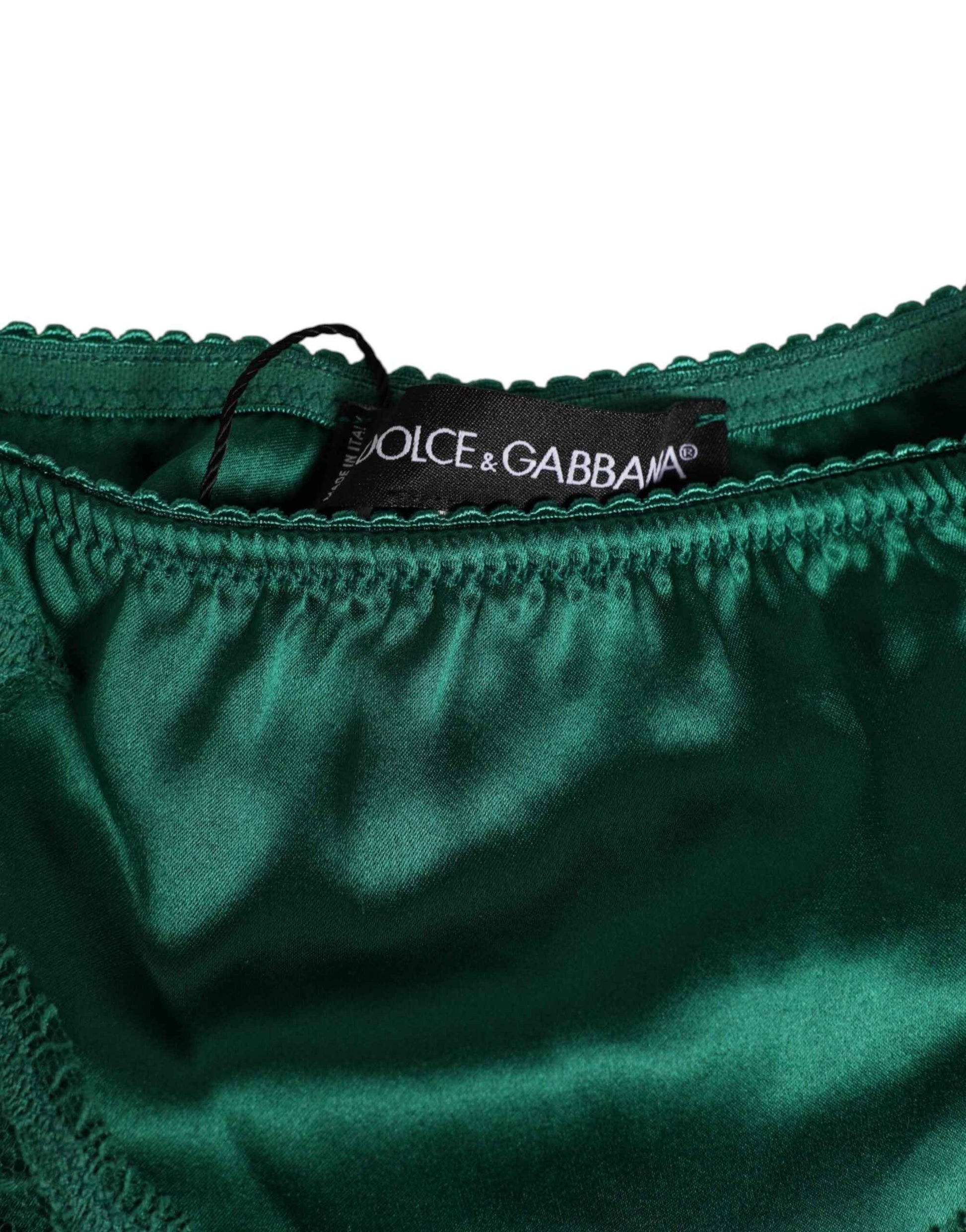 Dolce & Gabbana Green Satin Lace Briefs Women Underwear by Dolce & Gabbana