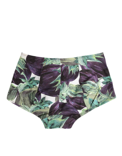 Dolce & Gabbana Eggplant Print High-Waist Briefs Underwear by Dolce & Gabbana