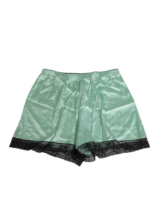 Dolce & Gabbana Water Green Satin Black Lace Trim Underwear by Dolce & Gabbana