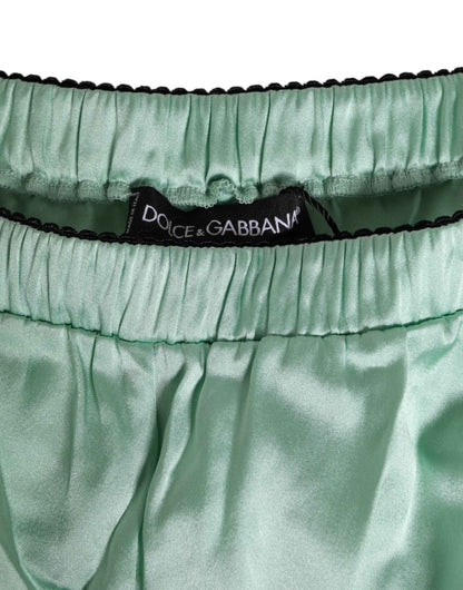 Dolce & Gabbana Water Green Satin Black Lace Trim Underwear by Dolce & Gabbana
