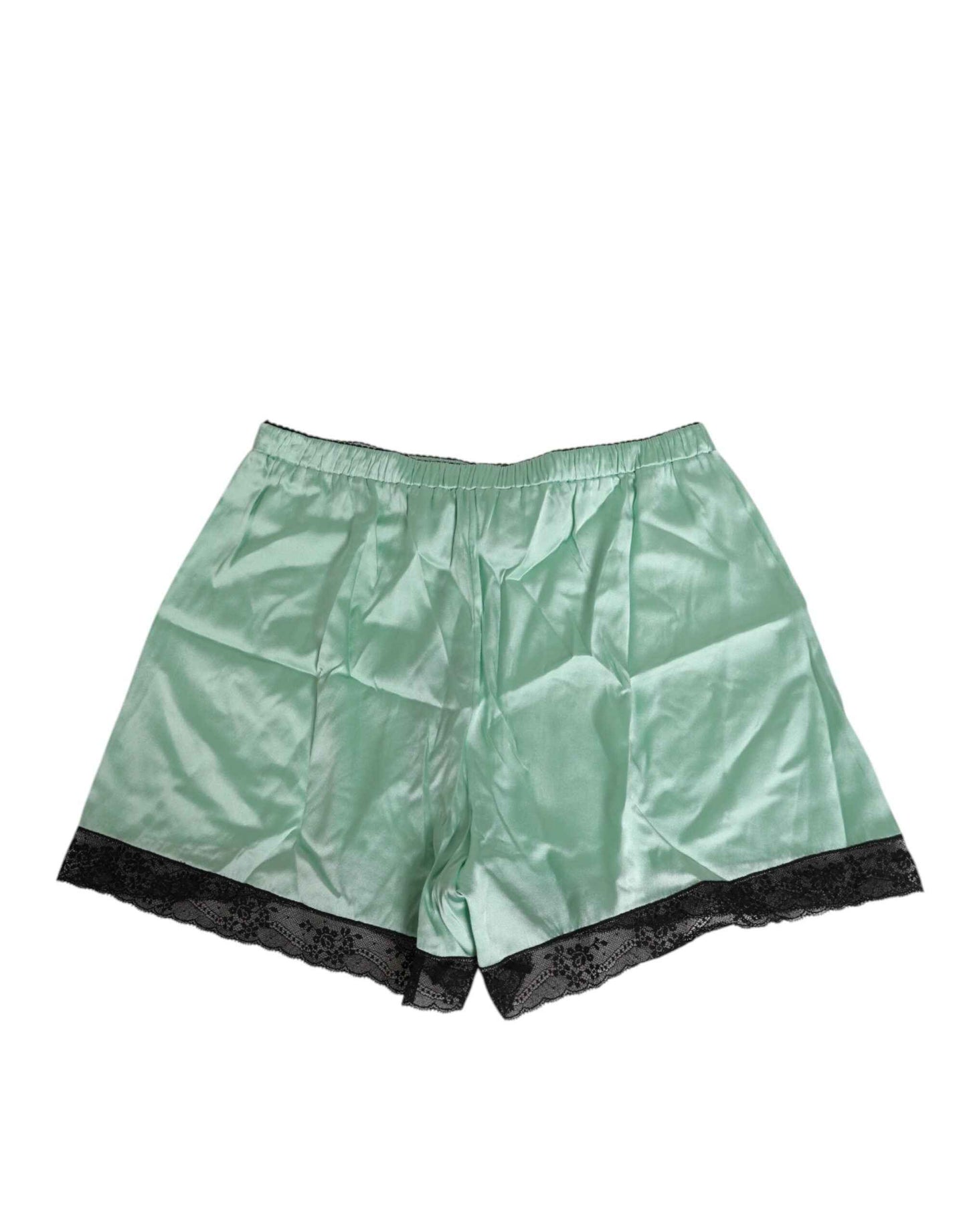 Dolce & Gabbana Water Green Satin Black Lace Trim Underwear by Dolce & Gabbana