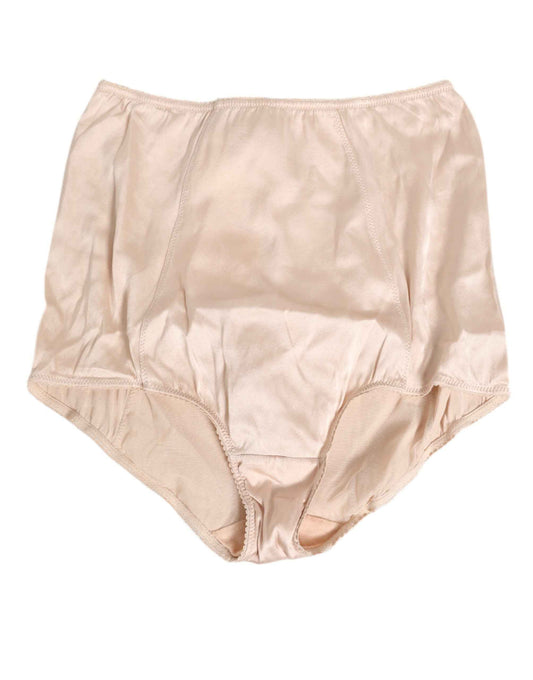 Dolce & Gabbana Beige Rosato Silk Satin High Waist Underwear by Dolce & Gabbana