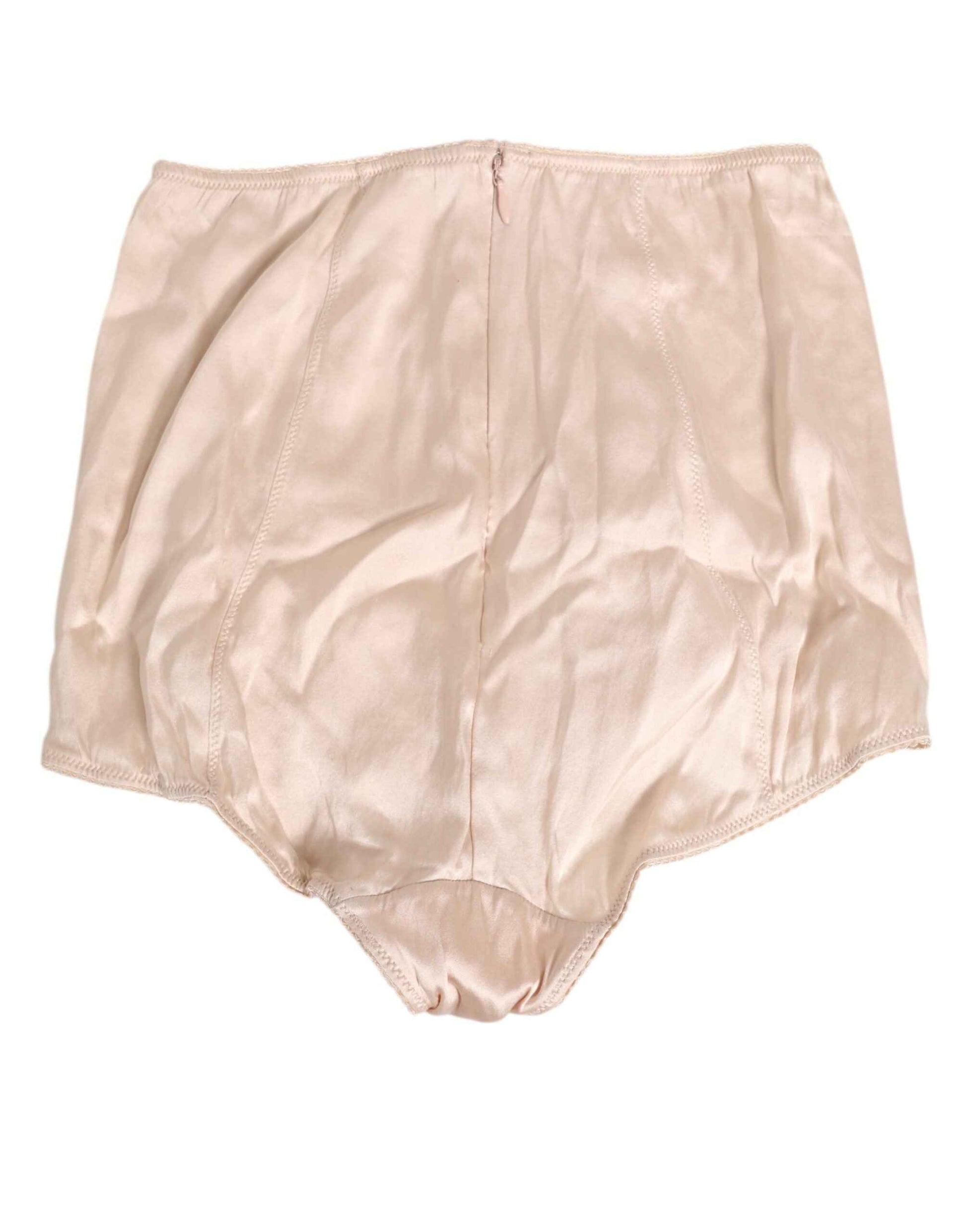 Dolce & Gabbana Beige Rosato Silk Satin High Waist Underwear by Dolce & Gabbana