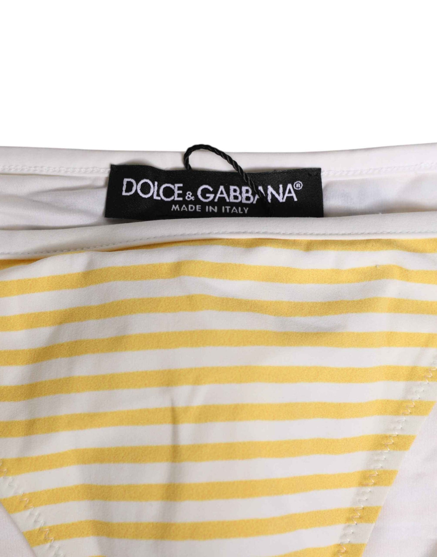 Dolce & Gabbana White Yellow Stripe Tie Side Logo Underwear by Dolce & Gabbana