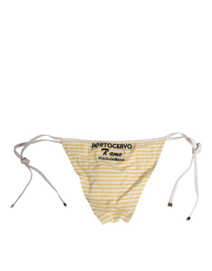 Dolce & Gabbana White Yellow Stripe Tie Side Logo Underwear - from Dolce & Gabbana