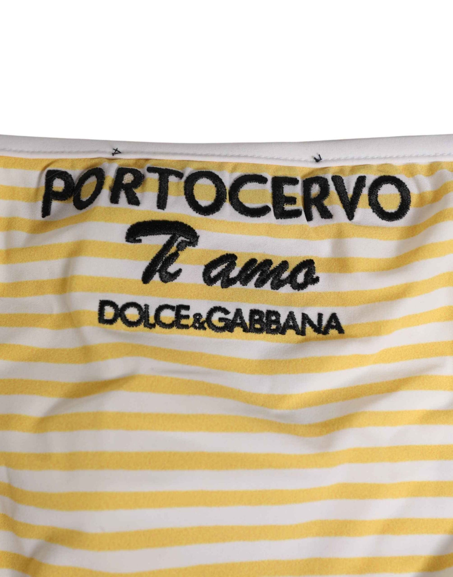 Dolce & Gabbana White Yellow Stripe Tie Side Logo Underwear by Dolce & Gabbana