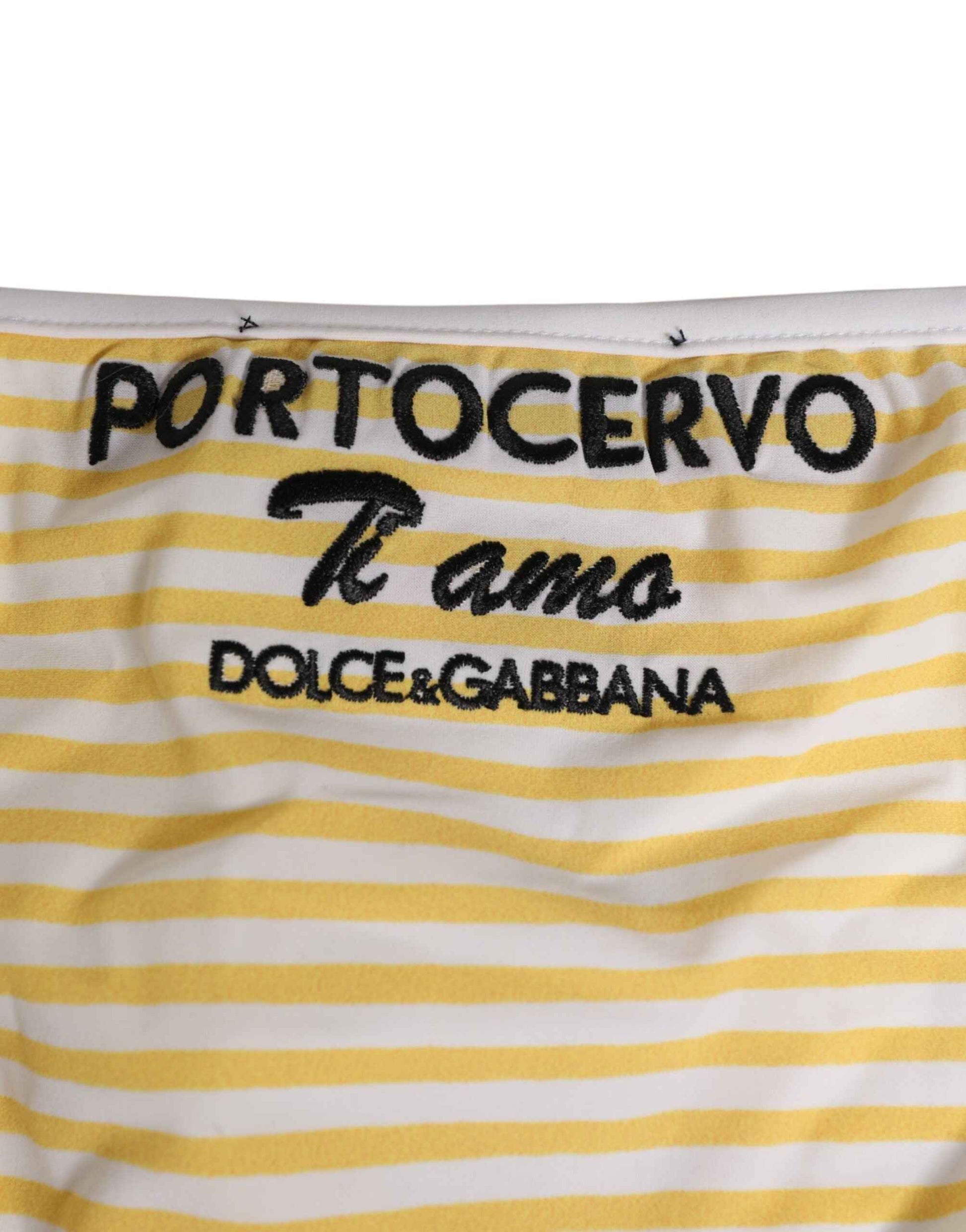 Dolce & Gabbana White Yellow Stripe Tie Side Logo Underwear by Dolce & Gabbana