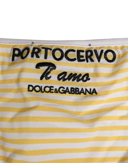 Dolce & Gabbana White Yellow Stripe Tie Side Logo Underwear by Dolce & Gabbana