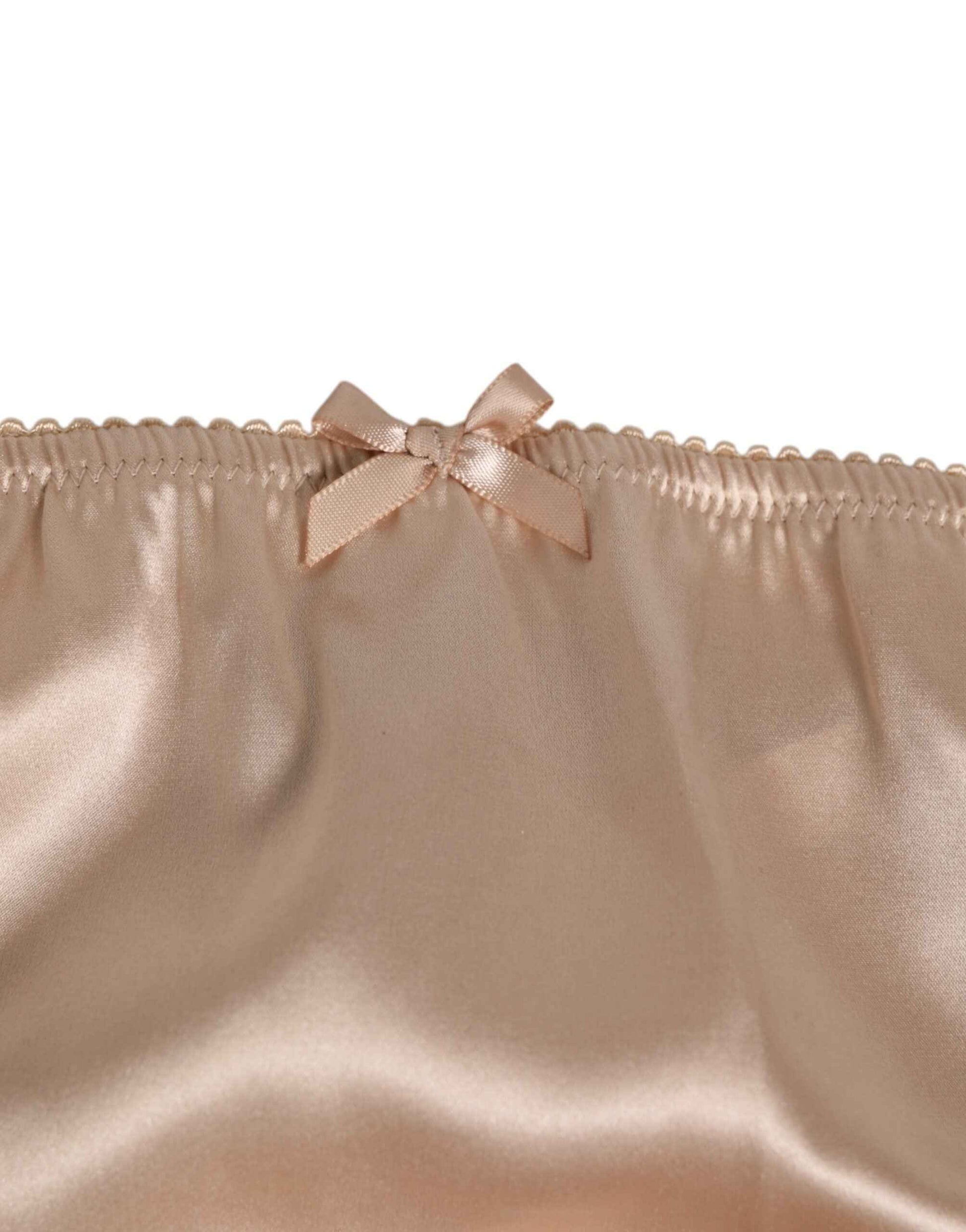 Dolce & Gabbana Rosy Beige Silk Satin Lace Trim Panty Underwear by Dolce & Gabbana
