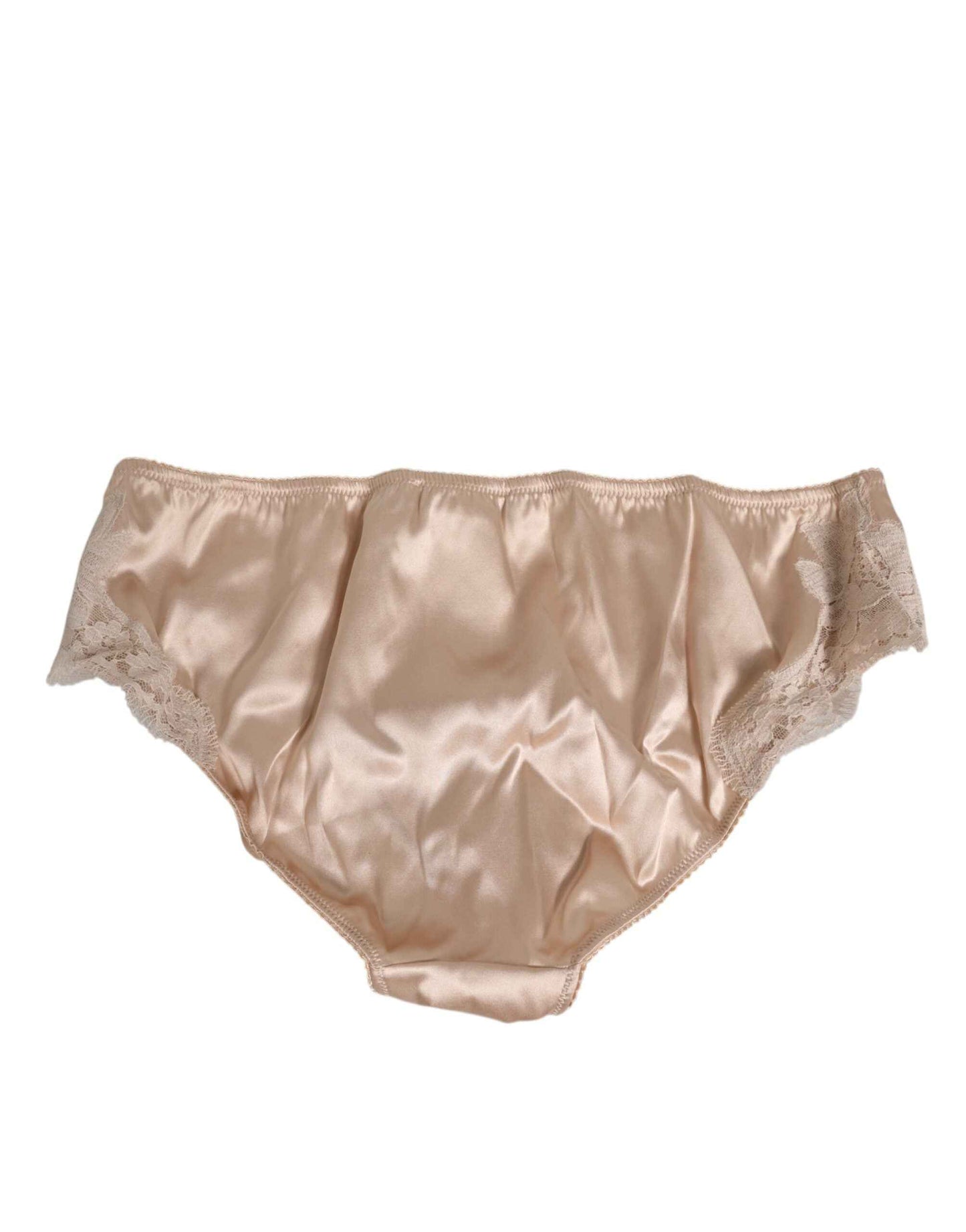 Dolce & Gabbana Rosy Beige Silk Satin Lace Trim Panty Underwear by Dolce & Gabbana