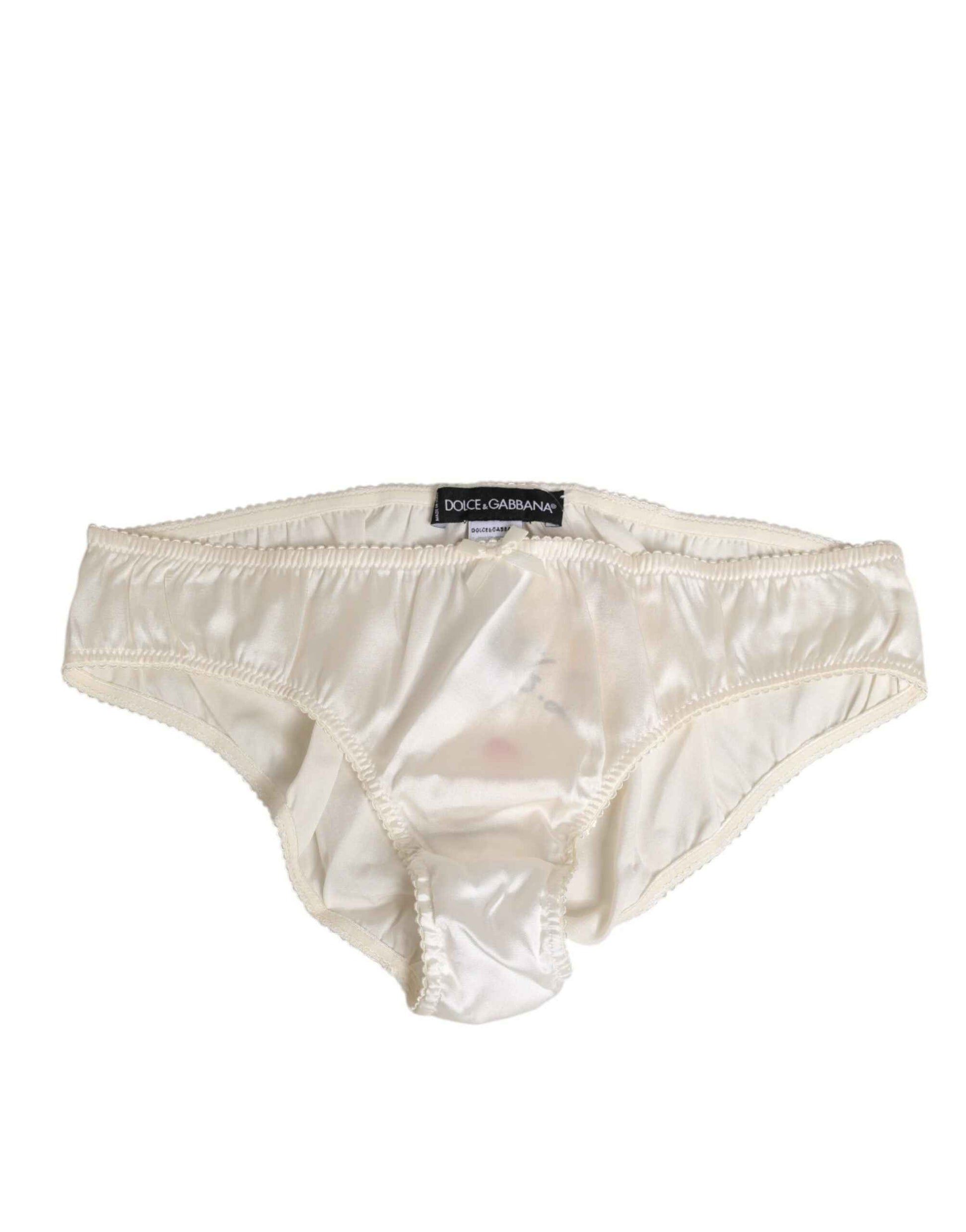 Dolce & Gabbana White Silk Satin Lingerie Panty Underwear by Dolce & Gabbana