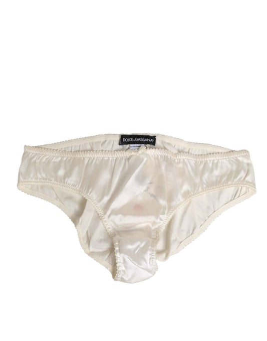 Dolce & Gabbana White Silk Satin Lingerie Panty Underwear by Dolce & Gabbana
