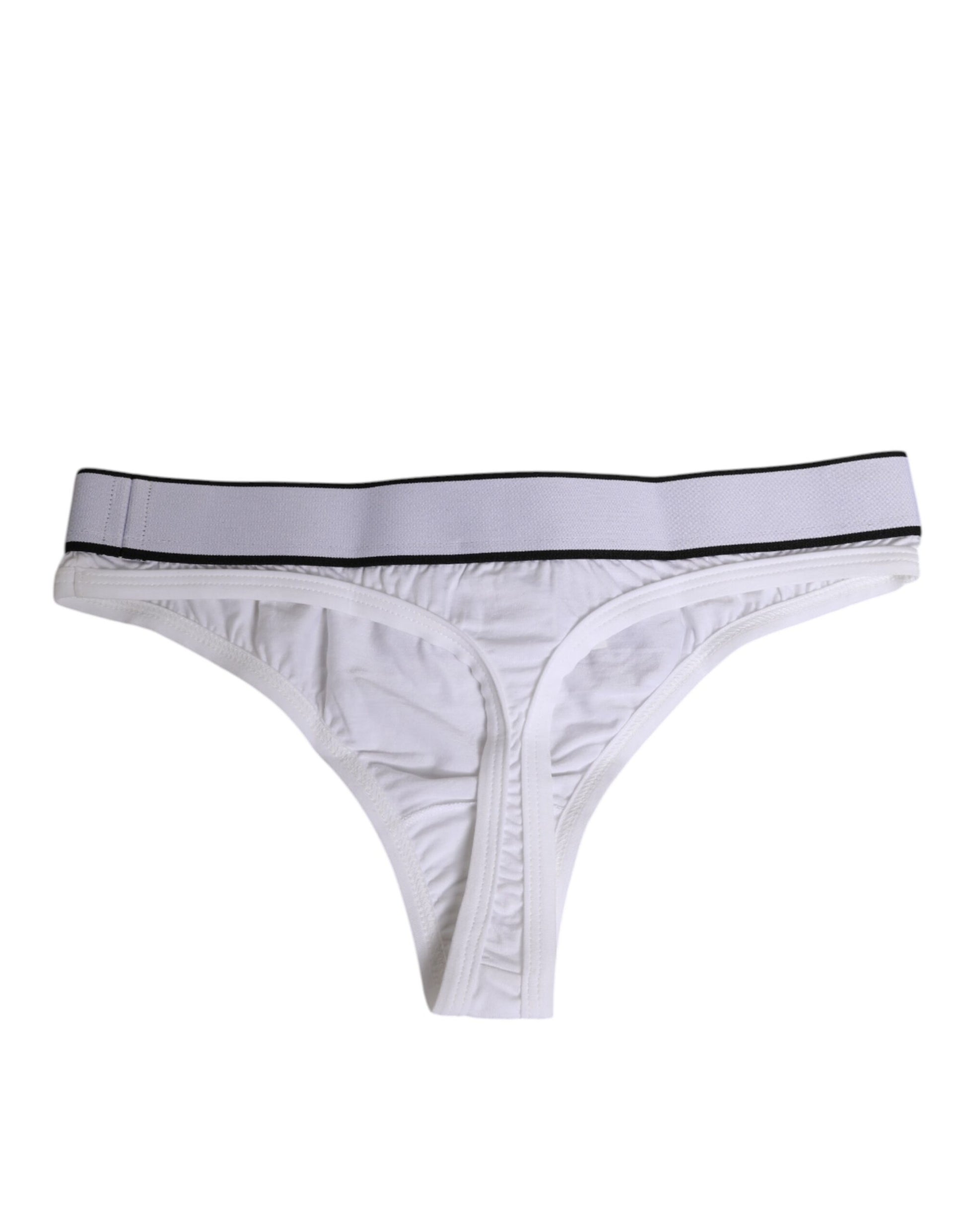 Dolce & Gabbana White Logo Waistband Modal Cotton Thong Underwear - from Dolce & Gabbana