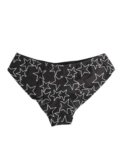Dolce & Gabbana Black White Star Print Cotton Slip Panty Underwear by Dolce & Gabbana