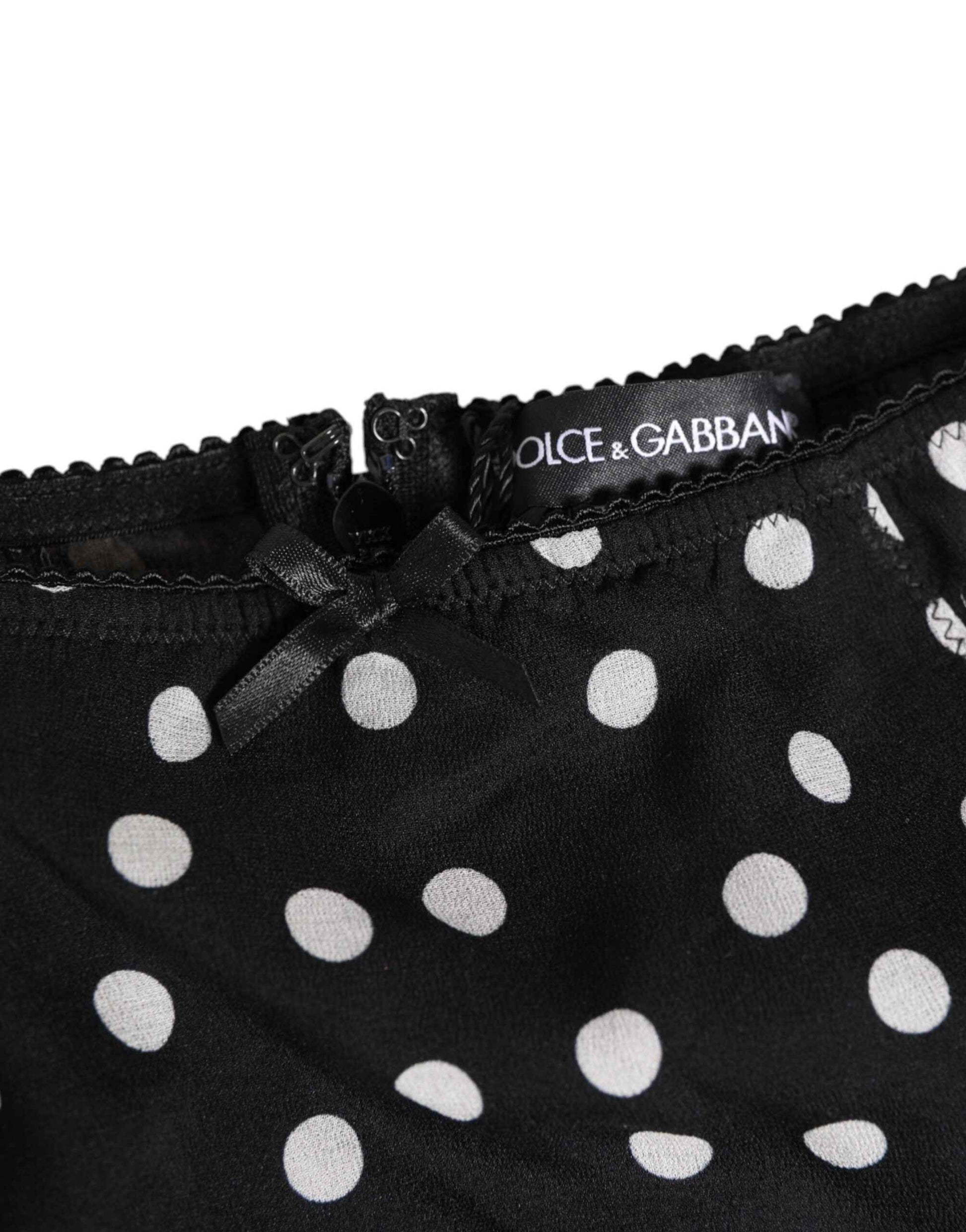 Dolce & Gabbana Black White Polka Dot Silk Slip Panty Underwear by Dolce & Gabbana