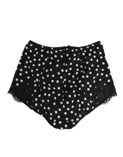 Dolce & Gabbana Black White Polka Dot Silk Slip Panty Underwear by Dolce & Gabbana