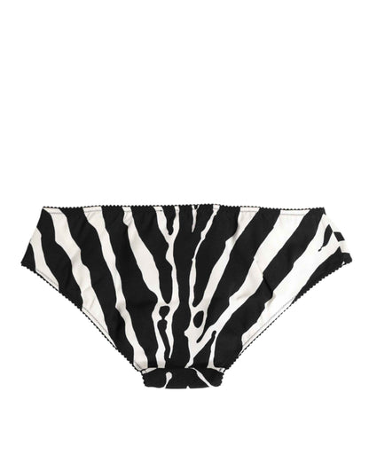 Dolce & Gabbana Black White Zebra Print Slip Briefs Underwear by Dolce & Gabbana