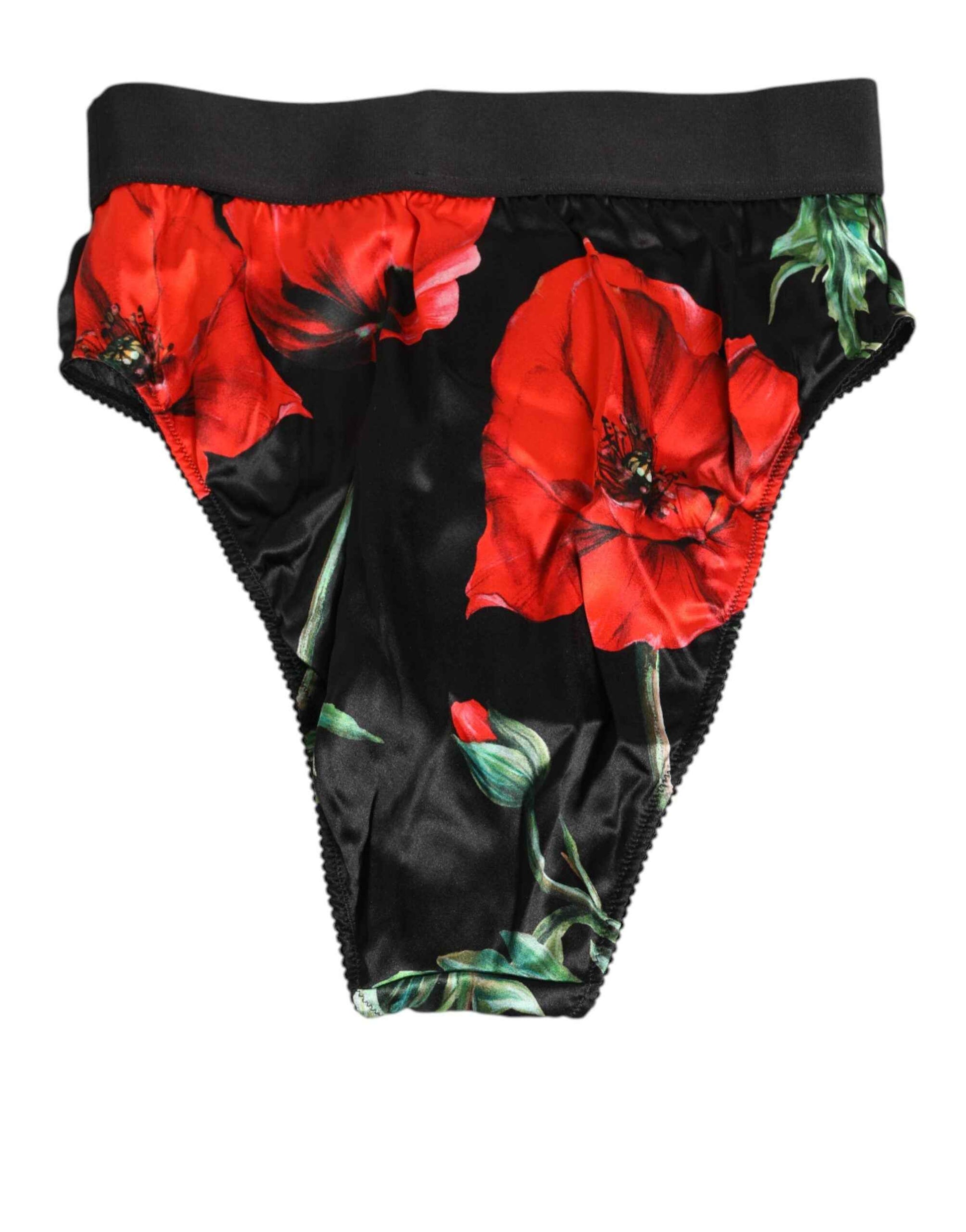 Dolce & Gabbana Black Floral Print High Waist Sheer Mesh Underwear by Dolce & Gabbana