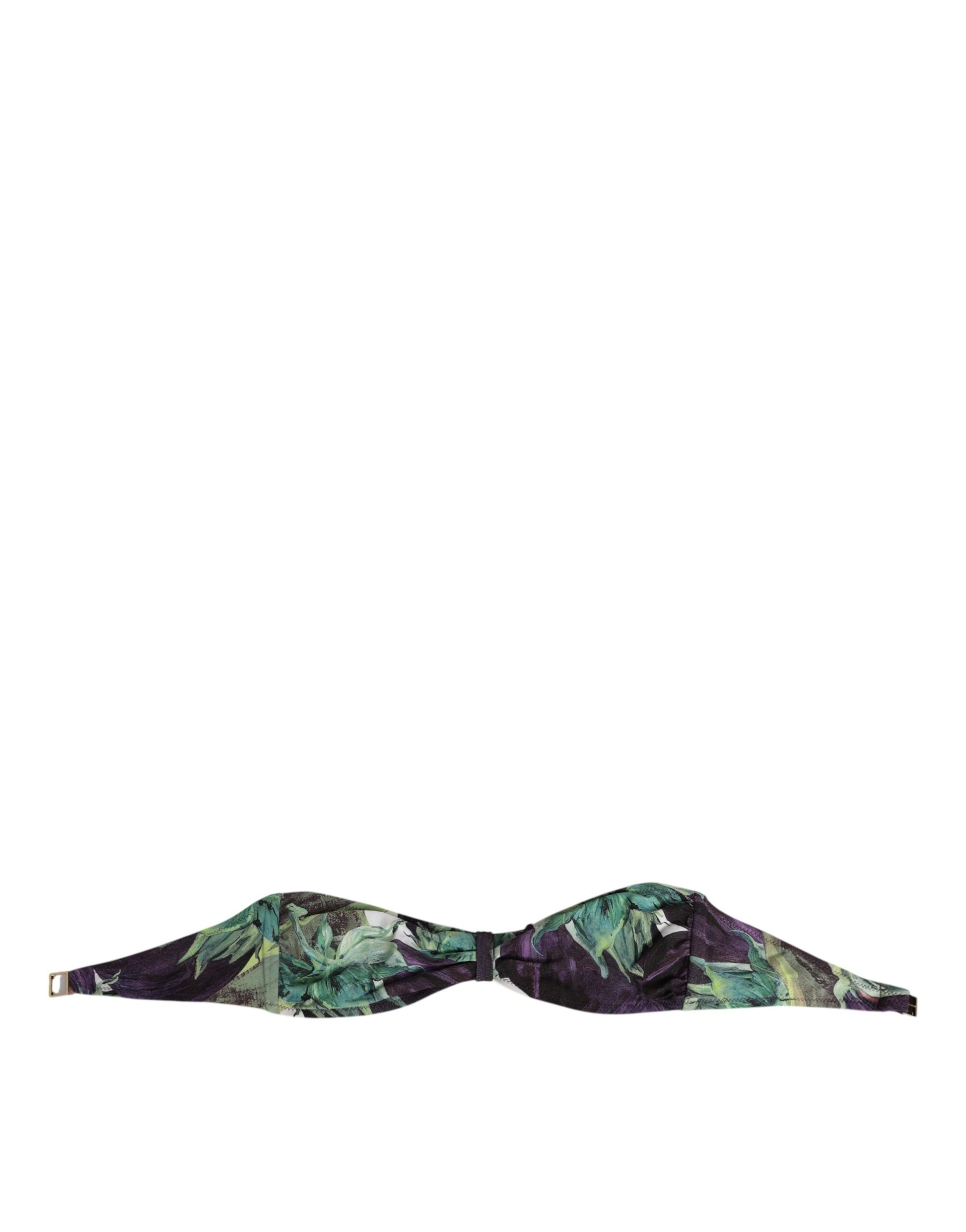 Dolce & Gabbana Purple Green Leaf Print Bandeau Swimwear Underwear - from Dolce & Gabbana